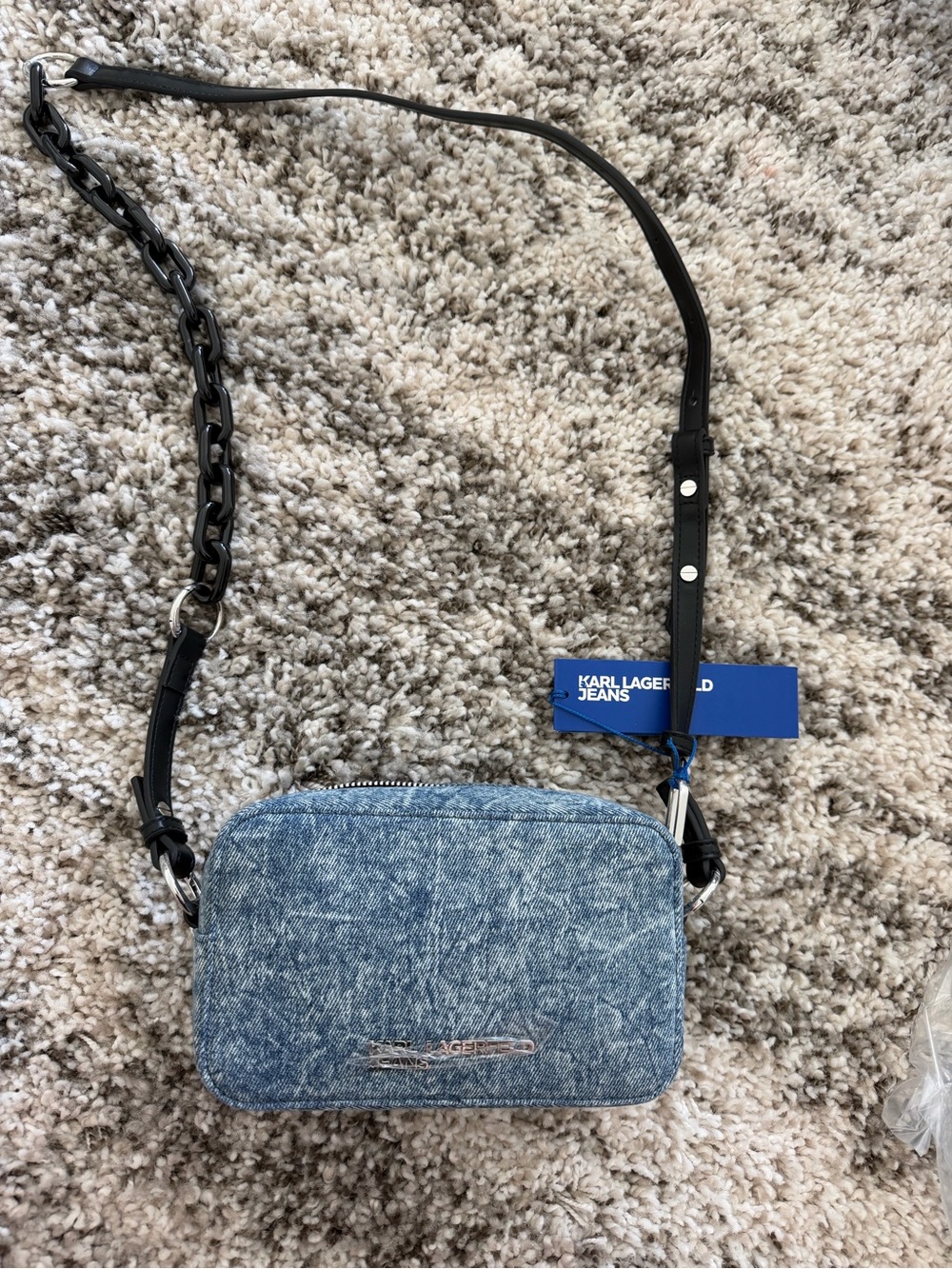 Karl Lagerfeld Denim-Textured crossbody bag